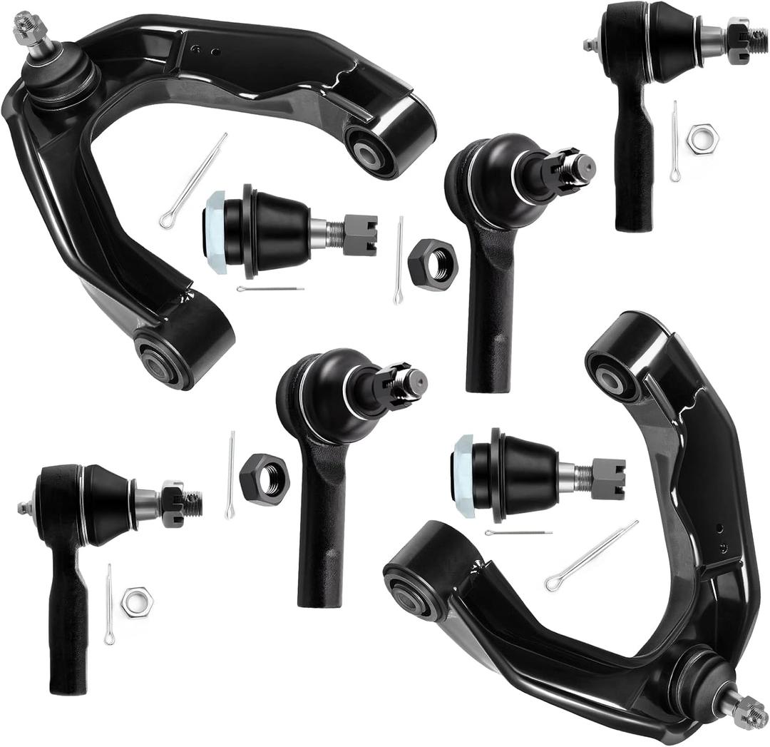SCITOO 8pcs Front Upper Control Arm Ball Joint Outer Inner Tie Rod Link Kit Fit 2000-2004 For Nissan Frontier 2.4L 3.3L 4WD 2000-2004 For Nissan Xterra Suspension Kit