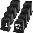 8 Pack Bed Risers 6 inch Heavy Duty, Oversized Furniture Risers, Black Bed Lifts Risers for Table, Sofa, Chair, Couch, Desk, Bed Frame Risers Supports Up to 6,500 Lbs