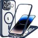ESR for iPhone 14 Pro Max Case, Compatible with MagSafe, Full-Body Military-Grade Drop Proof Case with Built-in 9H+ Tempered Glass Screen Protector, Armor Series, Clear Blue