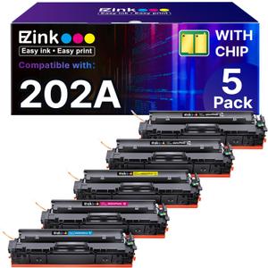 E-Z Ink Compatible Toner Cartridge Replacement for HP 202A 202X CF500X CF500A to use with Color LaserJet Pro MFP M281fdw M281cdw M281fdn M254dw M254 M281 (2 Black Cyan Magenta Yellow, 5 Packs)