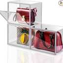 starogegc 3Pack Clear Plastic Handbag Storage Organizer for Closet, Acrylic Display Case for Handbag and Purse, Purse Organizer for Closet with Magnetic Door for Book, Toys, Hat