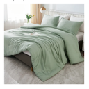 Litanika Queen Comforter Set Sage Green, 3 Pieces Lightweight Comforters Queen Size Solid Bedding Comforters Sets, Down Alternative Comforter Bed Set Quilt Blanket