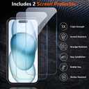 Shockproof for iPhone 15 Case,[15 FT Military Grade Drop Protection],with 2X [Tempered Glass Screen Protector ] with Air Bumpers Full-Body Protective Phone Case,Pink Black