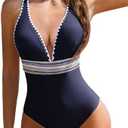 AI'MAGE One Piece Swimsuit Women Tummy Control Slimming Modest Bathing Suits Color Block Adjustable Straps Swim Suits 2025, S