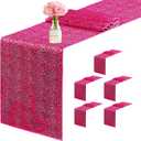 6 Packs 12 x 72 inches Sequin Table Runner, Hot Pink Glitter Table Runner for Birthday Party Supplies Wedding Engagement Baby Shower Holiday Celebration Event Decorations