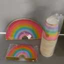 72 Piece Rainbow Party Dinnerware Set - Serves 24 Disposable Die-Cut Plates, Cups & Napkins - Colorful Rainbow Party Decorations for Birthdays & Events