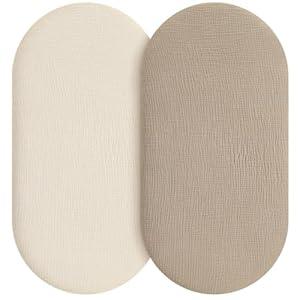 Muslin Crib Sheets for Boys Girls, 100% Cotton Fitted Crib Sheet 2 Pack for Standard Crib and Toddler Mattress, Breathable Soft Baby Sheet 28x52x8in Beige & Khaki