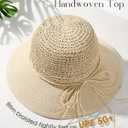 FURTALK Beach Hats for Women Summer Straw Sun Hat Wide Brim Crochet Hats (Medium, Beige)