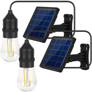 Solar Light Bulb Dusk to Dawn Outdoor Waterproof 3000K with Cable 9.8FT Portable Solar Powered Pendant Lingting for Replacement DIY, Chicken Coop, Shed 2 Pack