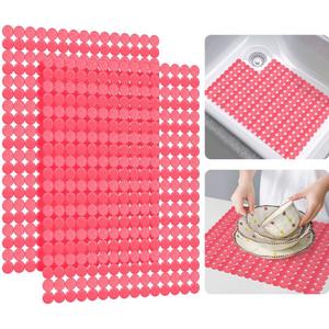 Bligli 2-Pack Kitchen Sink Mat: PVC Eco-Friendly Adjustable Sink Protector | Sink liner Pad | Dish Drying Mats, Easy to Clean & DIY Cut | 15.7 x 11.8 inch (Red)