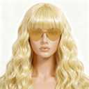 Long Curly Wave Wig with Heart Sunglasses and Hair Cap  Set of 3 | Colorful Colored Party Wigs Funny Costume Hairpieces for Halloween Cosplay (Light Blonde)