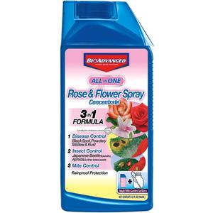 BioAdvanced All-in-One Rose and Flower Spray, Rose Fungicide, Concentrate, 32 Oz