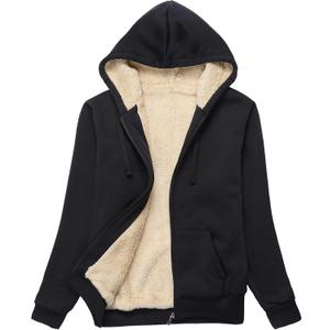 SWISSWELL Hoodies for Women Winter Fleece Sweatshirt - Full Zip Up Thick Sherpa Lined Hooded Jacket (Black, M)