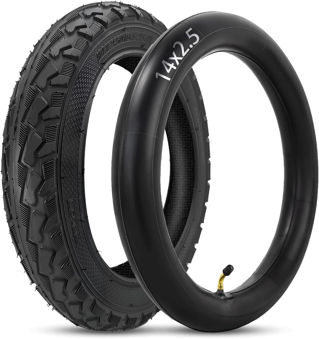 14x2.50 Tire and Tube Set,14x2.5(64-254), Heavy Duty Tire and Tube Fits 2.50-10 60/100-10 Dirt Bike,Road/Mountain Bicycle,Kids Bike