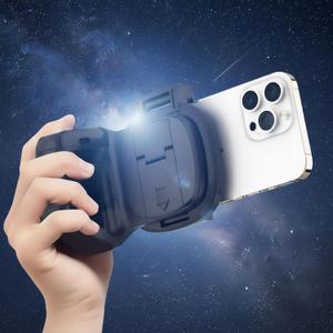 Phone Camera Grip with Detachable Bluetooth Remote Shutter, TikTok Scrolling Remote Control, Cold Shoe for Light/Mic, Phone Stand Design, Compatible with iPhone/Android Phone & Pad/iPad