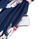 OUGES Casual Summer Dress for Women Wrap V Neck A Line Midi Dresses with Pockets (Blue, L)