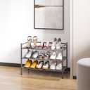 3-Tier Stackable 1" Slat Steel Frame Shoe Rack, 27.25"W x 12.75"D, Ash Gray