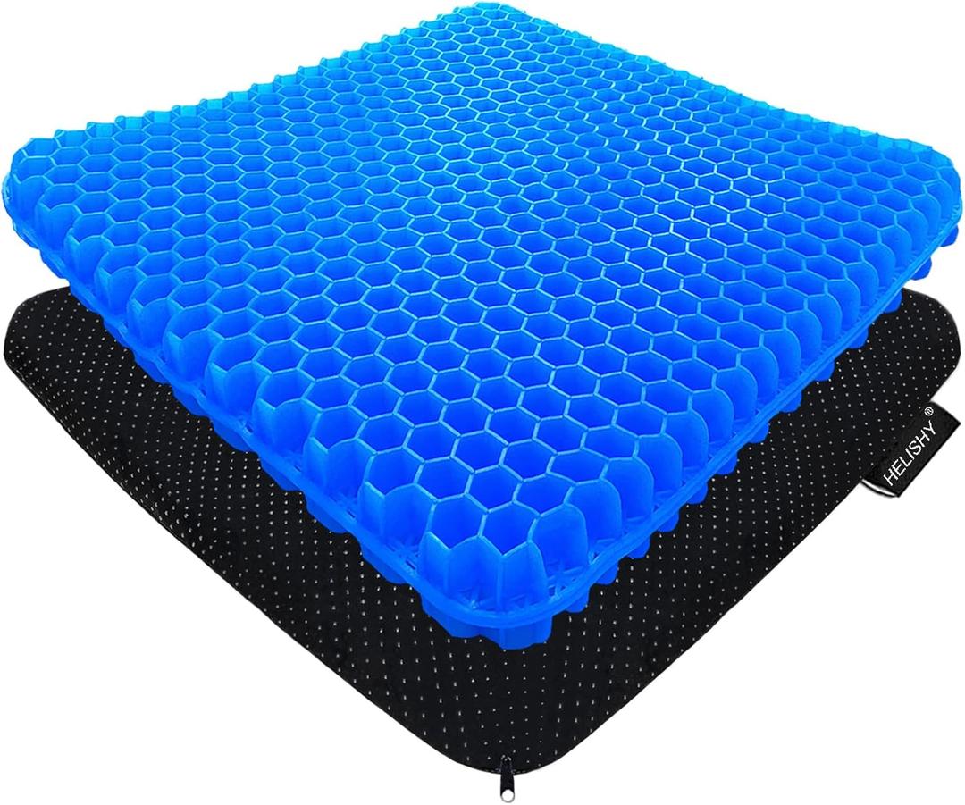 Gel Seat Cushion for Long Sitting - 1.65inch Double Thick Cooling Egg Seat Cushion for Back, Hip, Sciatica, Coccyx, Tailbone Pain Relief - Office Chair Car Seat Cushion  Wheelchair Cushions (Blue)