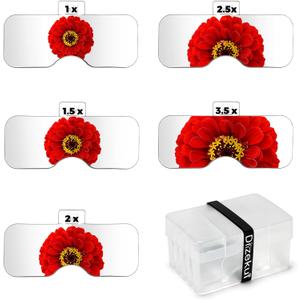 Spare Set of Magnifying Glass 5 Lenses 1X,1.5X,2X,2.5X,3.5X Magnification Acrylic Magnifying Lenses with Storage Case