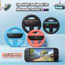 Kinwin 4 Pack Steering Wheels for Nintendo Switch 2 (2025) Joypads, Racing Wheel Controller for Mario Kart World & 8 Deluxe, Ergonomic Design Grip for Joycon 2 Accessories (Black, Orange and Blue)