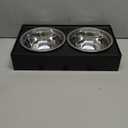Elevated Dog Bowls with 2 Stainless Steel Bowls, Raised Dog Food Bowl Stand 5 Height Adjustable (3.1", 9", 10", 11", 12") Non-Slip Feeder Station Set for Medium and Large Dogs - Black