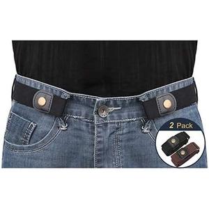 XZQTIVE No Buckle Invisible Elastic Stretch Belt for Men/Women Fits waist 24-50in Father Day Gift (2 Pack Black&brown)