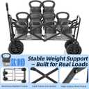 EchoSmile Heavy Duty 350 Lbs Capacity Collapsible Wagon, Outdoor Folding Camping Grocery Portable Utility Cart, Adjustable Rolling Carts, All Terrain Sports Wagon with Big Wheels (Blue)