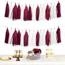 Graduation Decorations Maroon White 2026/Maroon Graduation Party Decorations Tissue Paper Tassel Garlands, Burgundy White Party Garlands for Wedding, Burgundy Birthday Decor