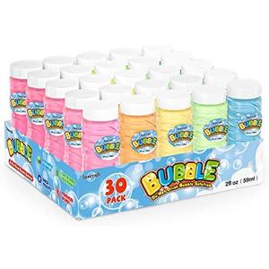 INSCRAFT 30 PCS Bubble Bottles with Wands Assortment for Kids, 2oz Bubbles Solution Each, Outdoor & Indoor Summer Toy, Weddings, Party Favors, Birthday, Refill for Bubbles Machine Blower