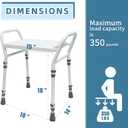 Shower Chair Seat with Arm for Inside Shower - Adjustable Up to 24 Inches Shower Stool with Suction Feet for Seniors, Elderly, Handicap & Disabled-Adjustable Support Shower Bench