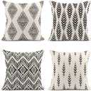 ArtSocket Set of 4 Throw Pillow Covers Ikat Tribal and Boho Bohemian Black Ethnic Herringbone for Ideas Decor Linen Outdoor Pillow Cases Home Decorative Square 16x16 Inches Pillowcases