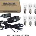 Haraqi Salt Lamp Cord and Bulbs,Himalayan Salt Lamp Replacement Cord with Dimmer Switch,Original UL Listed Cord Bulb Replacement for Salt Rock Lamp with 6 Pack 25 Watt E12 Bulbs