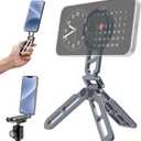 Magnetic Pocket Phone Tripod Foldable Compatible with Magsafe for iPhone 15/14/13/12 Plus Pro Max Series, Upgrade Mini Cell Phone Tripod Mount Handle Smartphone Desk Stand Travel All in One