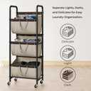 GRANNY SAYS 3 Tier Laundry Sorter, Laundry Basket with Wheels, Laundry Room Organization and Storage, 3 Section Rolling Laundry Cart for Dorm, Bathroom, Bedroom, Closet, Light Khaki