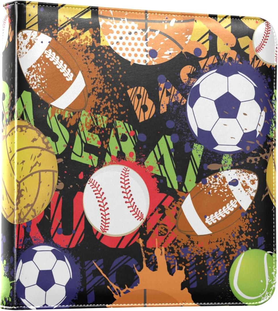 Fisyme Sport Ball Photo Album Self Adhesive DIY Scrapbook Album for 2x3 4x6 5x7 6x8 Pictures 20 Pages Memory Book for Family Wedding (Multi-Dark Vitality)