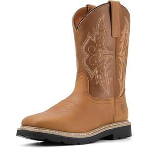 Men's Western Cowboy Boots - Square Toe Side Zipper Boots, All Day Comfort Country Boots for Casual Work Daily Wear Line Dancing, Wide Feet Friendly, Size 9
