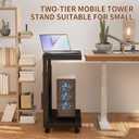 Computer Tower Stand/PC Tower Stand with Wheels, Dual Tier & 5-Level Adjustable CPU Holder Cart (23.2-33.5") Under Desk Floor PC Stand for Gaming & Home Office [Black]