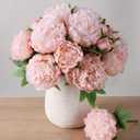 Florisso Light Pink Peony Artificial Flowers - 11 Branches Silk Peonies for Vase Arrangements, Wedding Decor & Living Room Accents (Faux Flowers)