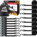 XSTRAP STANDARD Ratchet Tie Down Straps 8PK 1'' x 10 ft - 900 LB Break Strength Cargo Straps for Moving Appliances, Lawn Equipment, Motorcycle (Black)