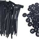 Pakalife 100 Pcs Nylon Universal Cable Tie BuckleHeavy Duty Black Zip Ties with Pin&Button Design,Plastic Cable Tie for Car Body Fasteners,Twist Ties For Car Auto Fixing,Home Improvement(100Pcs)
