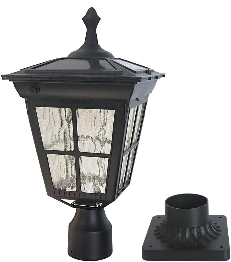 Kemeco ST4311AQ LED Cast Aluminum Solar Post Light Fixture with 3-Inch Fitter Base for Outdoor Garden Post Pole Mount (Black, Lamp)