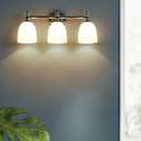 Bathroom Vanity Light, 3-Light Bathroom Light Fixtures Over Mirror, Traditional Vanity Lights for Living Room, Milk White Bell Glass Shades, Standard E26 Base, Polished Nickel