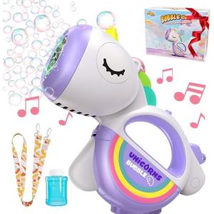 Bubble Gun for Kids with Handle & Strap, Portable 360°Leak Proof Unicorn Bubble Machine Gun for Toddles 1-3 4-8 Parties with Lights Music Auto Bubble Blower Gift for Boys Girls Pet Brithday Purple Bubble Gun for Kids with Handle & Strap, Portable 360°Leak Proof Unicorn Bubble Machine Gun for Toddles 1-3 4-8 Parties with Lights Music Auto Bubble Blower Gift for Boys Girls Pet Brithday Purple