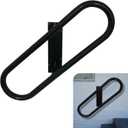 Left Side Wall Mounted handrail for 1-3 Steps,Heavy Duty Hand Railing Grab Bars, Oval-Shape Safety Handle for Garage, Porch, Garden, Stair. (25" Left Handed Oval Black)