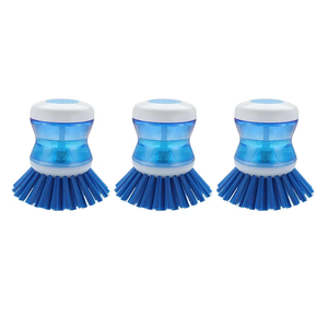 Dish Brush with Soap Dispenser for Dishes Pot Pan Kitchen Sink Scrubbing, Blue 3pcs