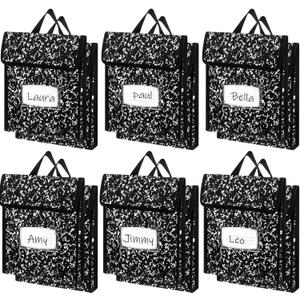 Teling Book Pouches for Classroom Composition Book Bags Bulk Waterproof Reading Bag with Name Tag for Store School Work, 24 Pack
