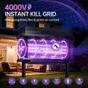 Solar Bug Zapper Outdoor, Purple UV Mosquito Zapper with Smart Rain Off Rechargeable Mosquito Killer Lamp, Wireless Solar Powered Fly Trap for Yard Patio RV Camping (Black)