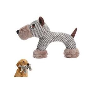 2 x Linen Animal Shape Cotton Rope Dog Chew Toy, Squeaky, Sturdy Linen Fabric (Dog)