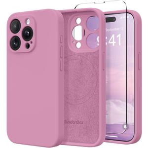 Magnetic for iPhone 14 Pro Case, Compatible with MagSafe, [Full Camera Protection][Screen Protector] Silicone Shockproof Protective Phone Case for iPhone 14 Pro 6.1", Blackcurrant