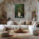 Dark Green Bathroom Wall Art Toilet Paper Roll Poster Vintage Flowers Painting Art Canvas Printing Moody Wildflowers Botanical For Home Room Toilets Wall Decor 8x12inch Framed